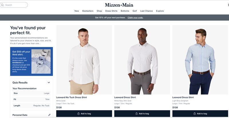 Mizzen+Main Shirt Finder