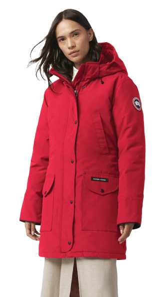 image of a woman in a red canada goose jacket