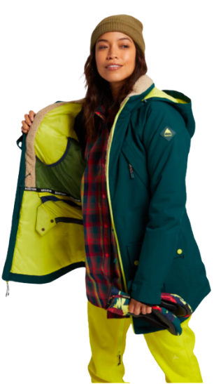 Woman wearing green jacket
